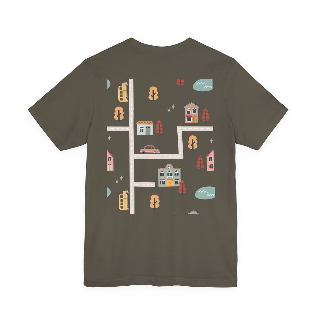 Charming Streets Unisex Jersey Tee, Coffee Lover Shirt, Cozy Graphic Tee, Casual Gift for Him/Her, Spring Fashion, Travel-inspired T-shirt