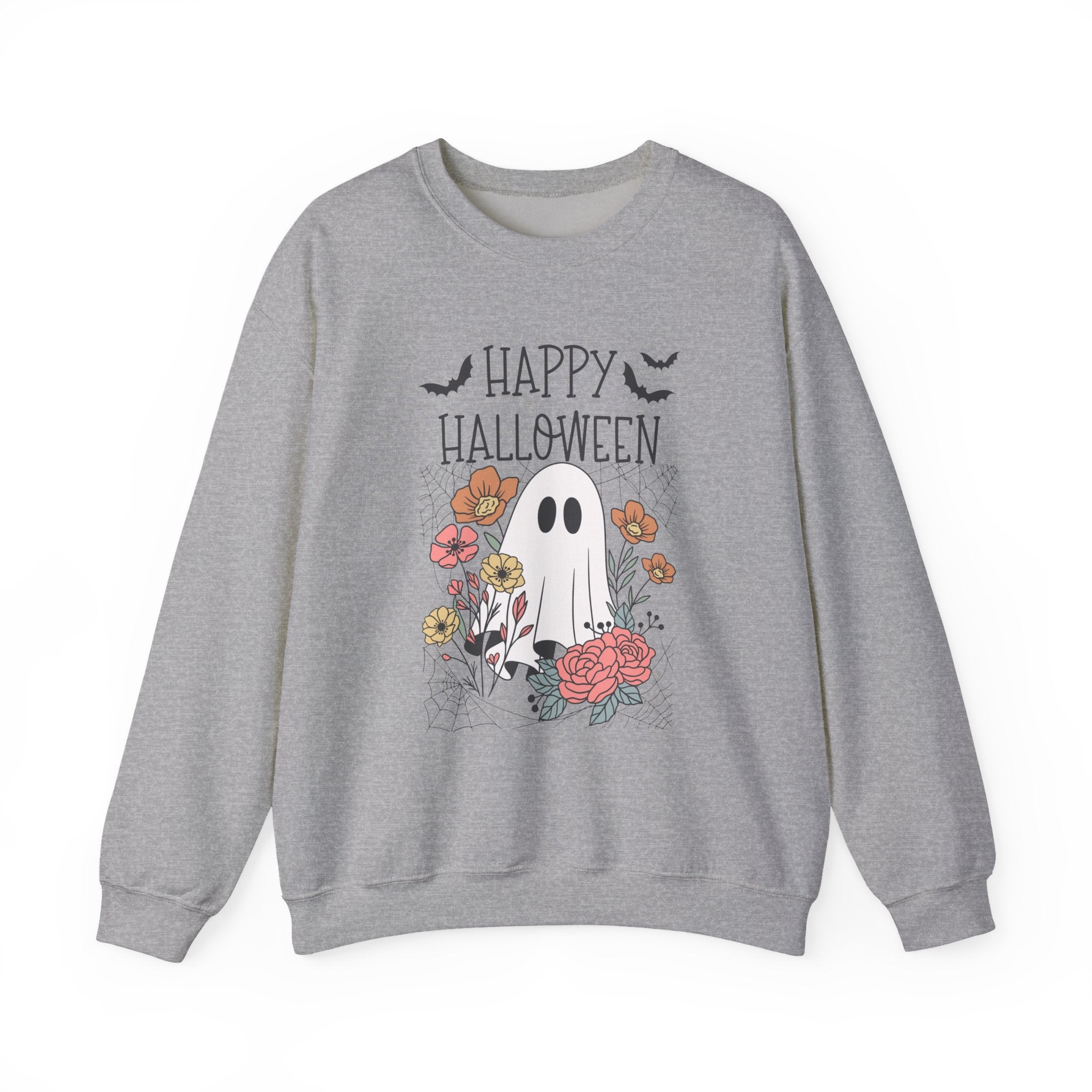Halloween Ghost Sweatshirt, Cozy Fall Apparel, Unisex Crewneck for Halloween, Holiday Casual Wear, Perfect for Trick or Treating