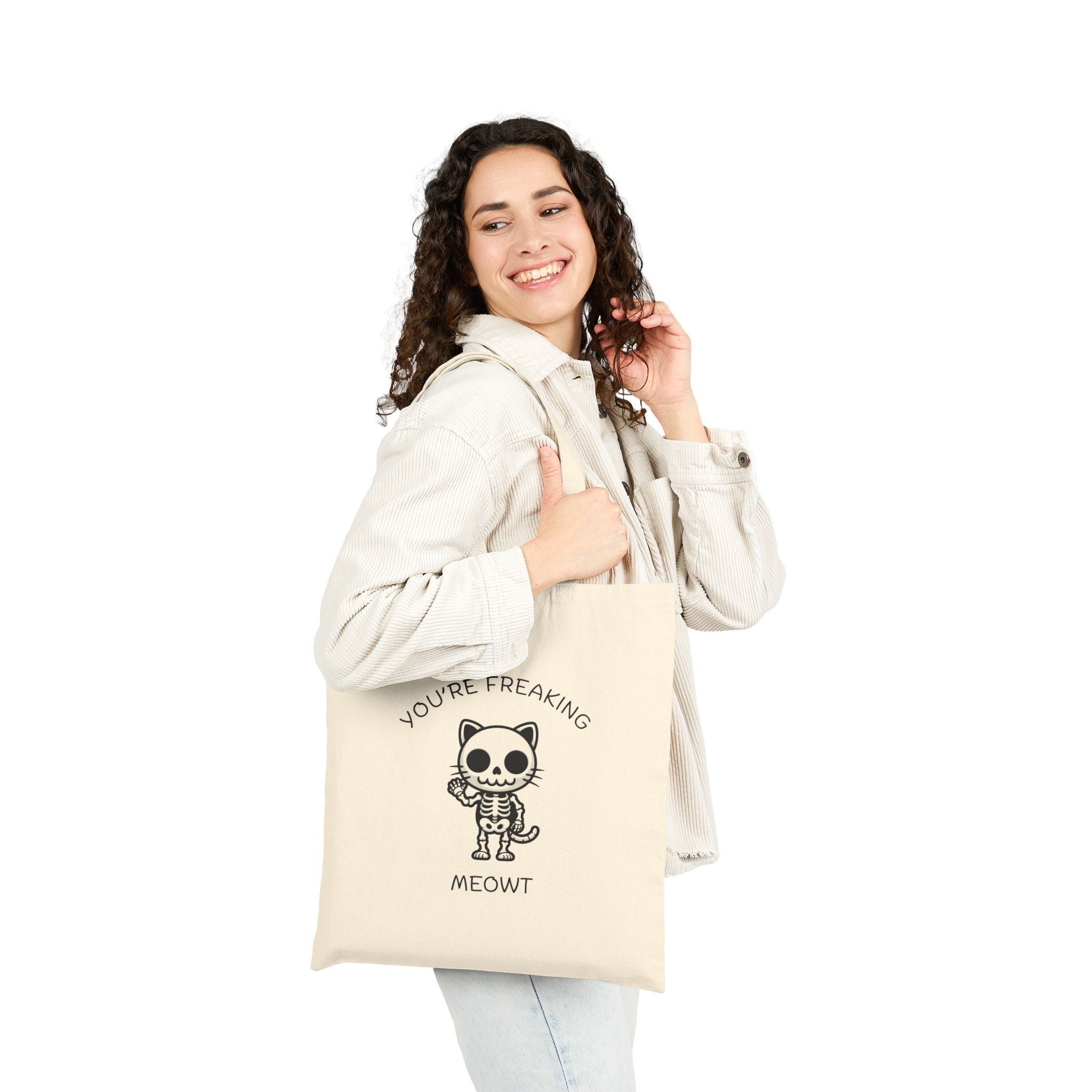 Funny Cat Skeleton Tote Bag - Perfect for Animal Lovers, Halloween Gift, Eco-Friendly Shopping Bag, Cute and Quirky Tote, Everyday Carry