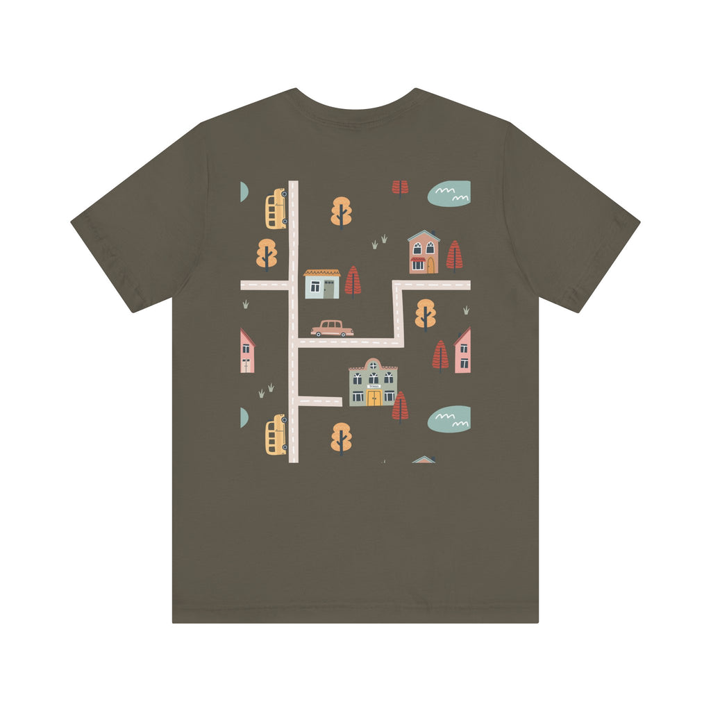 Charming Streets Unisex Jersey Tee, Coffee Lover Shirt, Cozy Graphic Tee, Casual Gift for Him/Her, Spring Fashion, Travel-inspired T-shirt