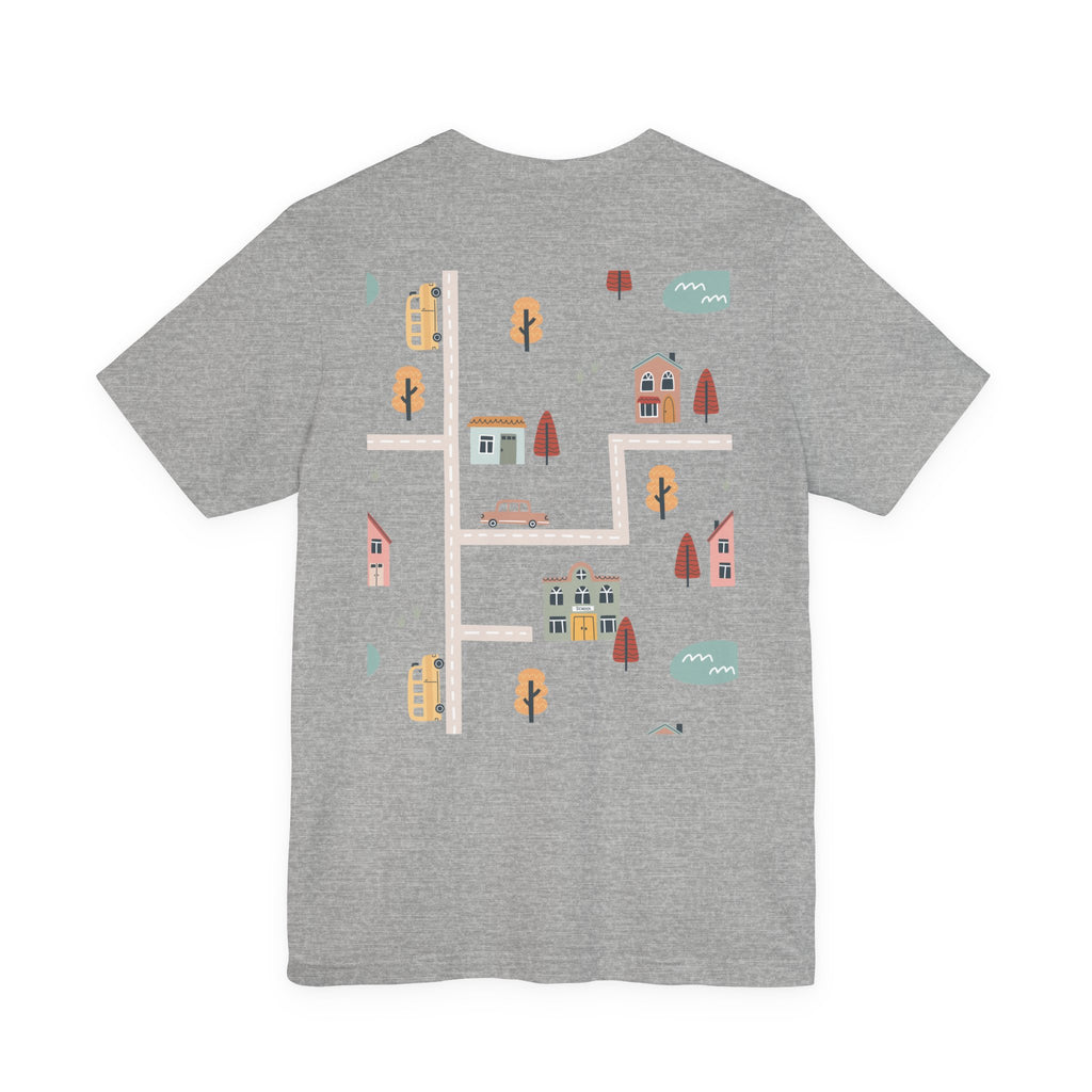 Charming Streets Unisex Jersey Tee, Coffee Lover Shirt, Cozy Graphic Tee, Casual Gift for Him/Her, Spring Fashion, Travel-inspired T-shirt